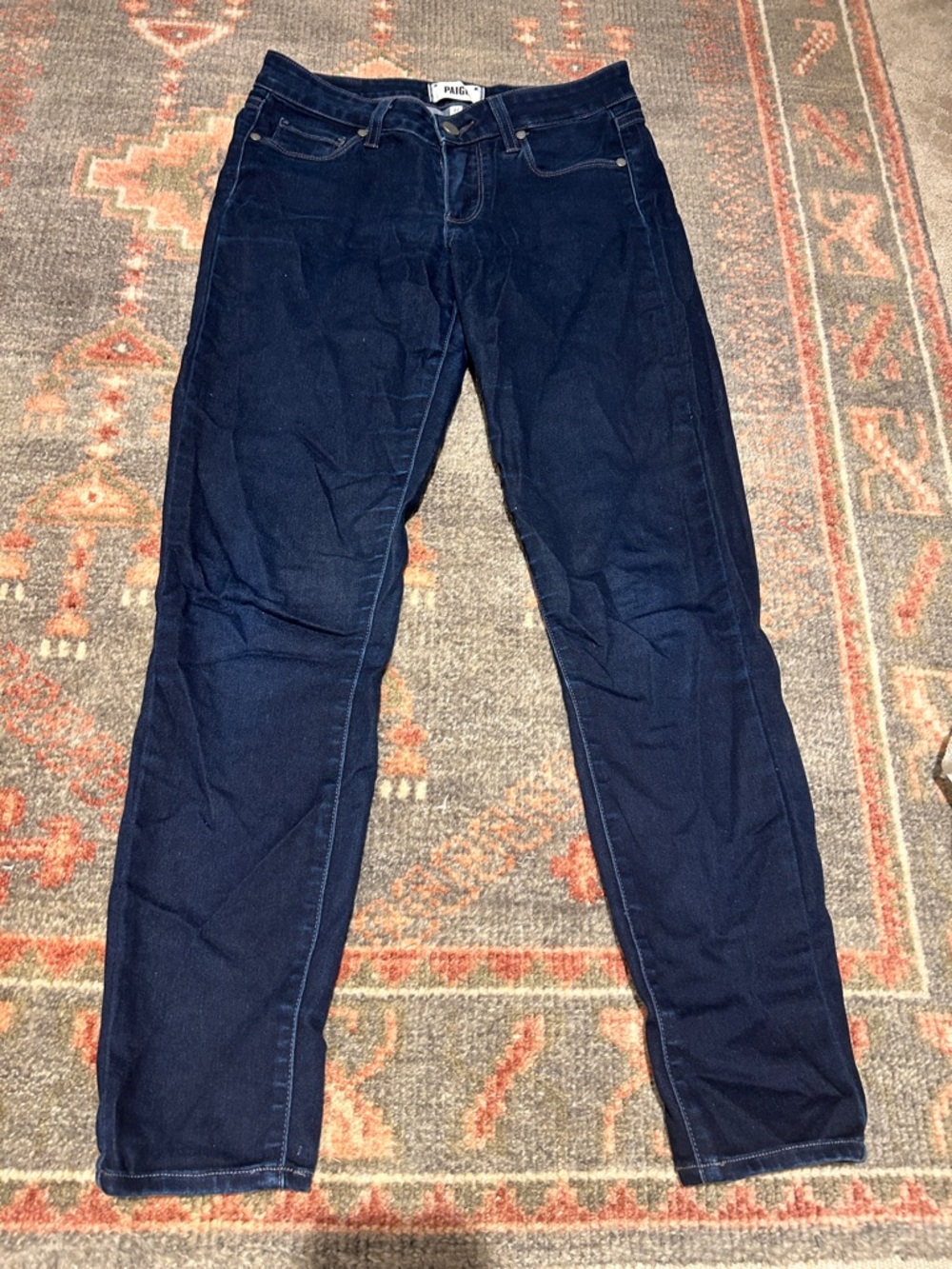 PAIGE Navy Straight Leg Jeans